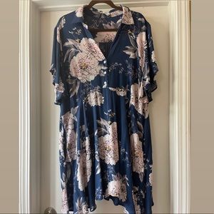 Blue Floral summer dress WITH POCKETS size 2X.